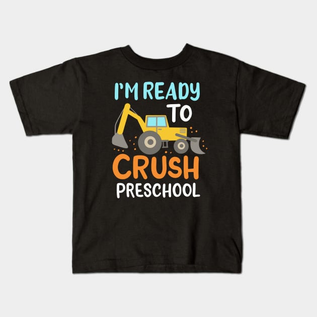 Pre-K Beginner Preschool Teacher Excavator Fan Kids T-Shirt by dilger